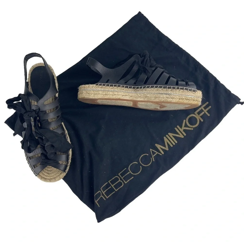 REBECCA MINKOFF GEMMA LEATHER LACE UP GLADIATOR CAGE ESPADRILLE SANDALS